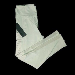 Brand New MONO B Mint Moto Ribbed Splice Mesh Pocket Full Yoga Leggings